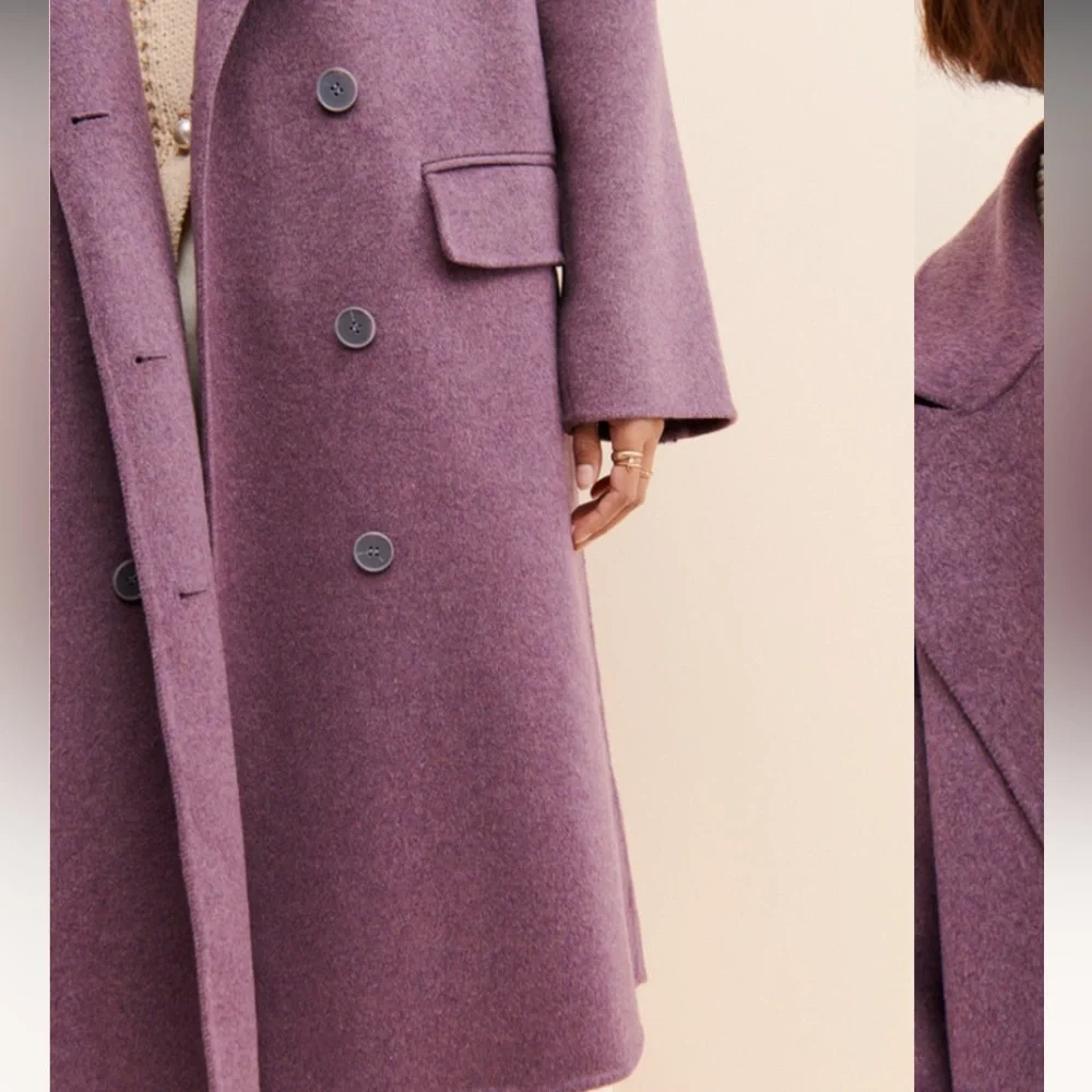Free People Adore You Wool Blend Maxi Coat in Plum
